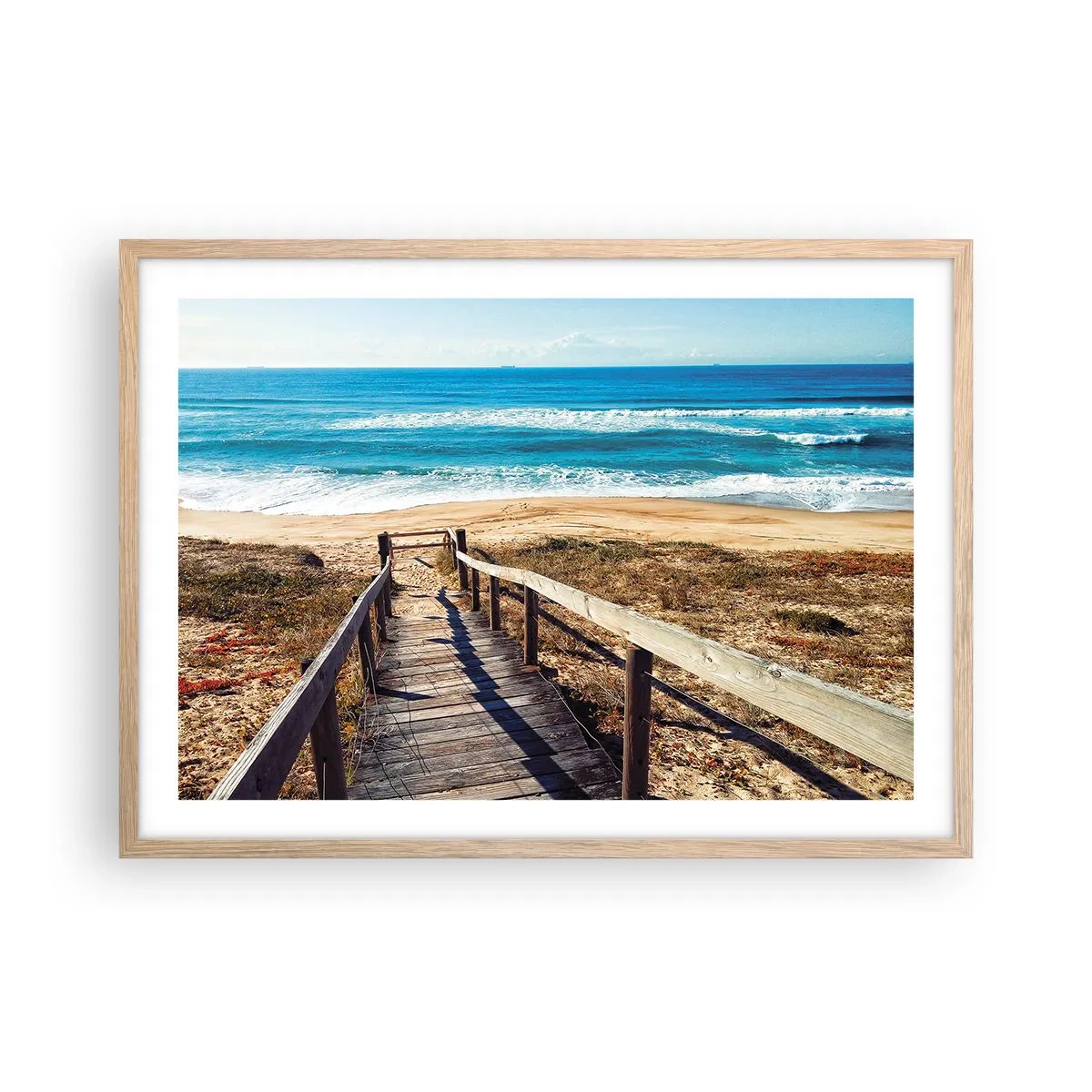 Poster in einem Rahmen aus heller Eiche - Lauf! - 70x50 cm