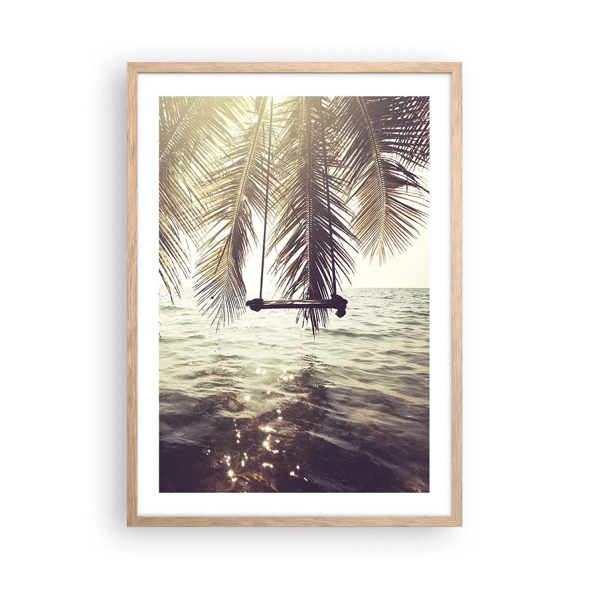 Poster in einem Rahmen aus heller Eiche - Sie können nach Belieben in den Wolken schwingen - 50x70 cm