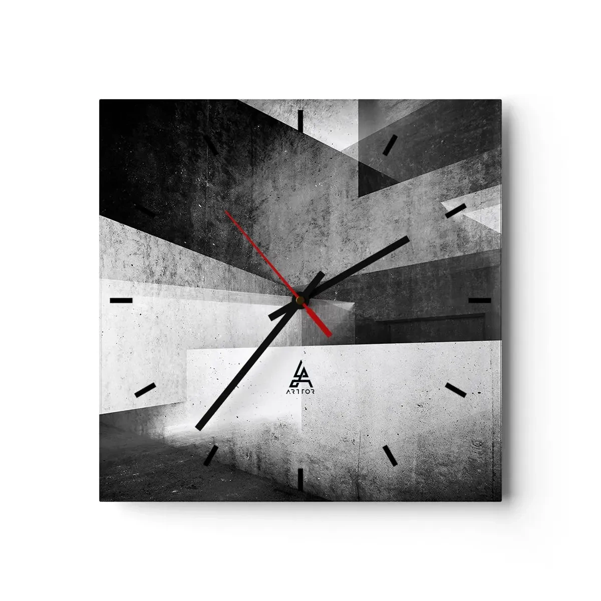 Wanduhr - Glasuhr - Geometrische Formen in einer monochromen Komposition - 30x30cm - Die Raumstruktur - Moderne Wanddekoration für Wohnzimmer und Schlafzimmer ARTTOR
