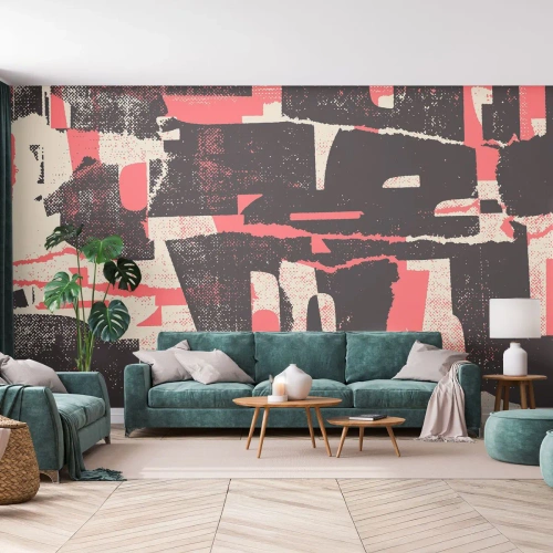 Fototapete Premium Sand - Eine ausdrucksstarke Komposition in Schwarz-, Rot- und Cremetönen - 100x70cm - All dieser Lärm - Moderne Wanddekoration für Wohnzimmer und Schlafzimmer ARTTOR