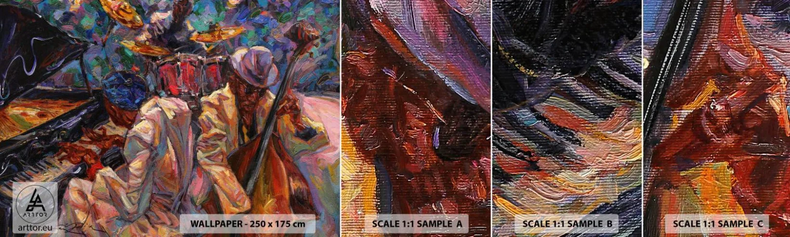 Fototapeten Muster Selbstklebend Deluxe Sticker - In einem Schlag - Musik, Jazz, Kontrabass - 100x30 cm