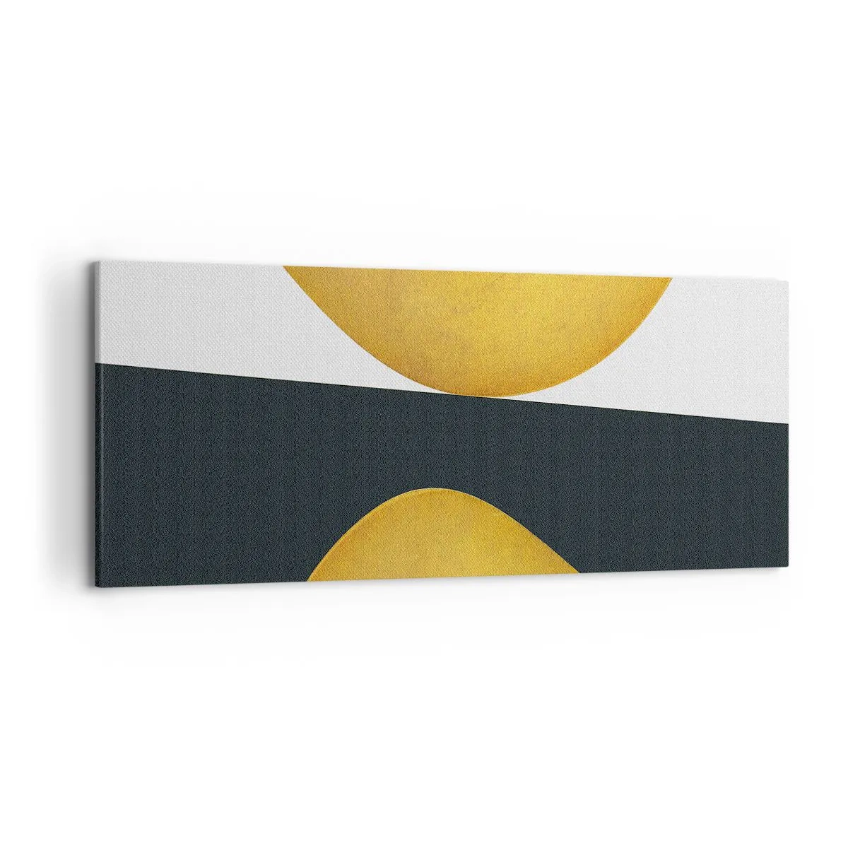 Bild auf Leinwand - Leinwandbild - Geometrische Formen in Gold auf weißem und dunklem Hintergrund - 120x50cm - Erstens: Gold - Moderne Wanddekoration für Wohnzimmer und Schlafzimmer ARTTOR