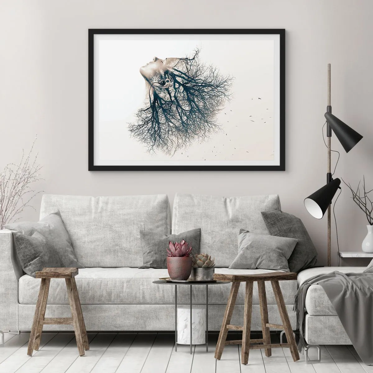 Poster in einem schwarzem Rahmen - Dem Rauschen der Bäume lauschen - 40x30 cm