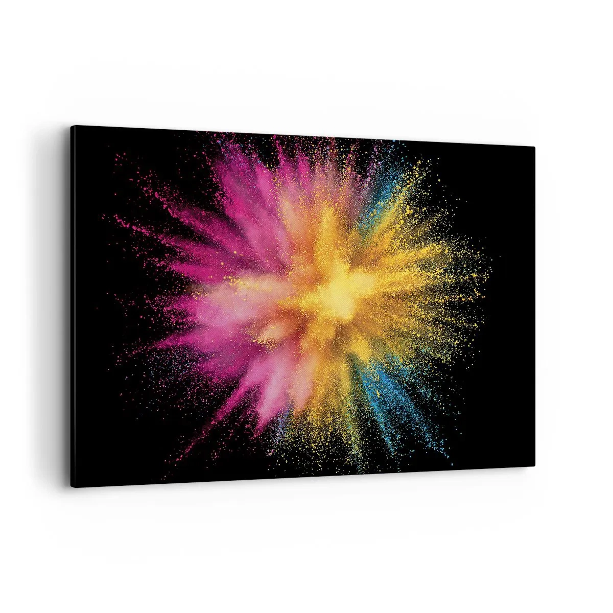 Bild auf Leinwand - Leinwandbild - Bunte Pulverexplosion auf schwarzem Hintergrund - 100x70cm - Die Geburt der Farben - Moderne Wanddekoration für Wohnzimmer und Schlafzimmer ARTTOR