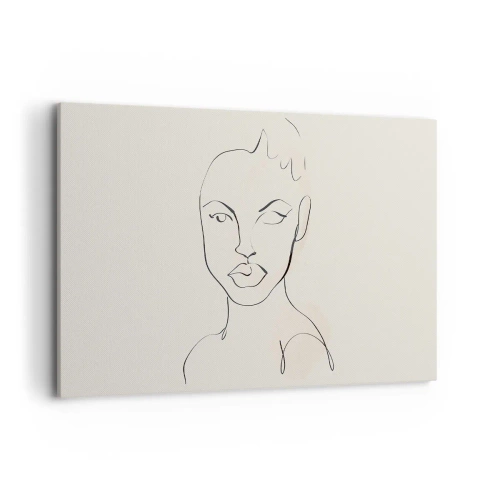 Bild auf Leinwand - Leinwandbild - Minimalistische Skizze eines Frauengesichts - 120x80cm - Umriss der Sinnlichkeit - Moderne Wanddekoration für Wohnzimmer und Schlafzimmer ARTTOR