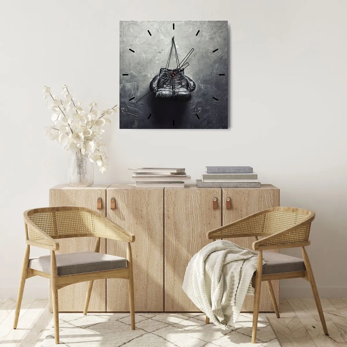 Wanduhr - Glasuhr - Zeit des Kampfes und Zeit des Friedens - 40x40 cm