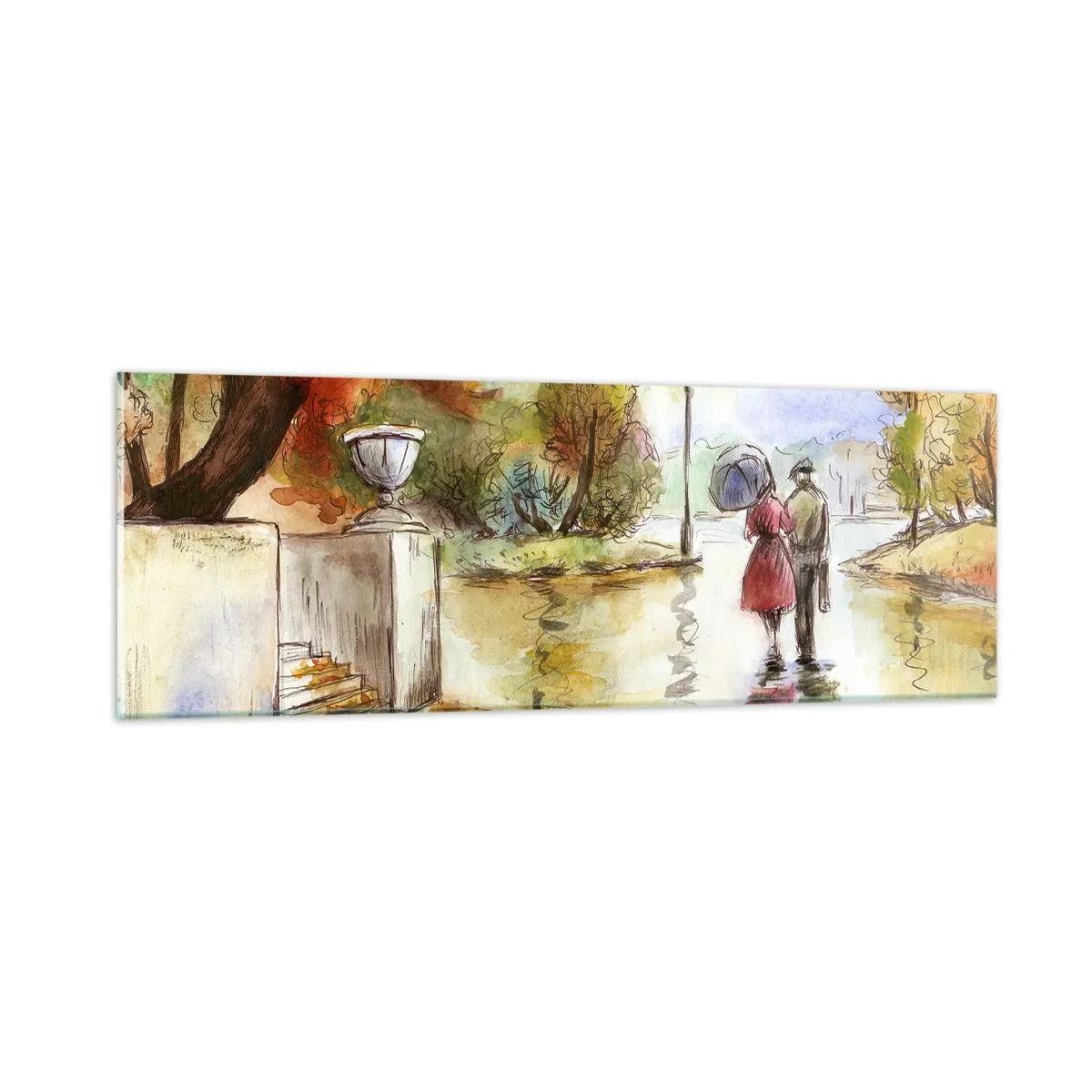Glasbild - Bild auf glas - Romantischer Herbst im Park - 90x30 cm