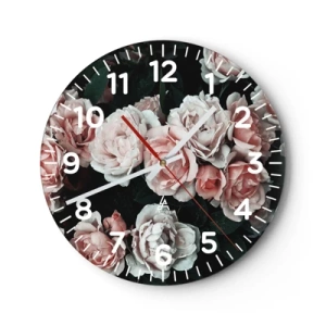 Wanduhr - Glasuhr - Rosen-Ensemble - 40x40 cm
