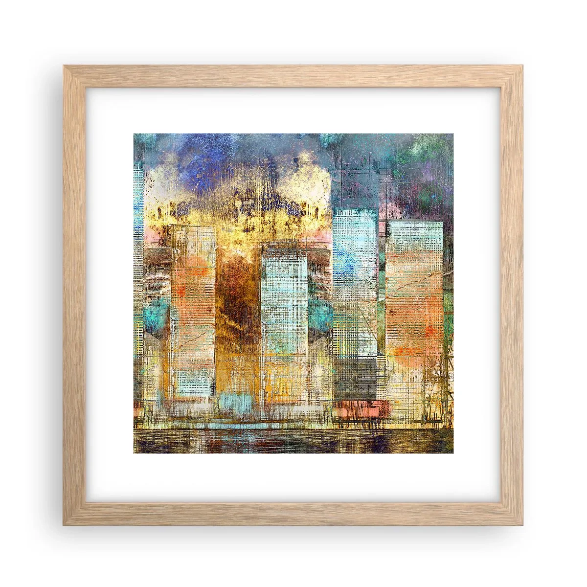 Poster in einem Rahmen aus heller Eiche - Sonnige Metropole - 30x30 cm