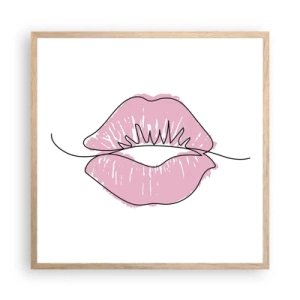 Poster in einem Rahmen aus heller Eiche - Bereit zum Küssen? - 60x60 cm