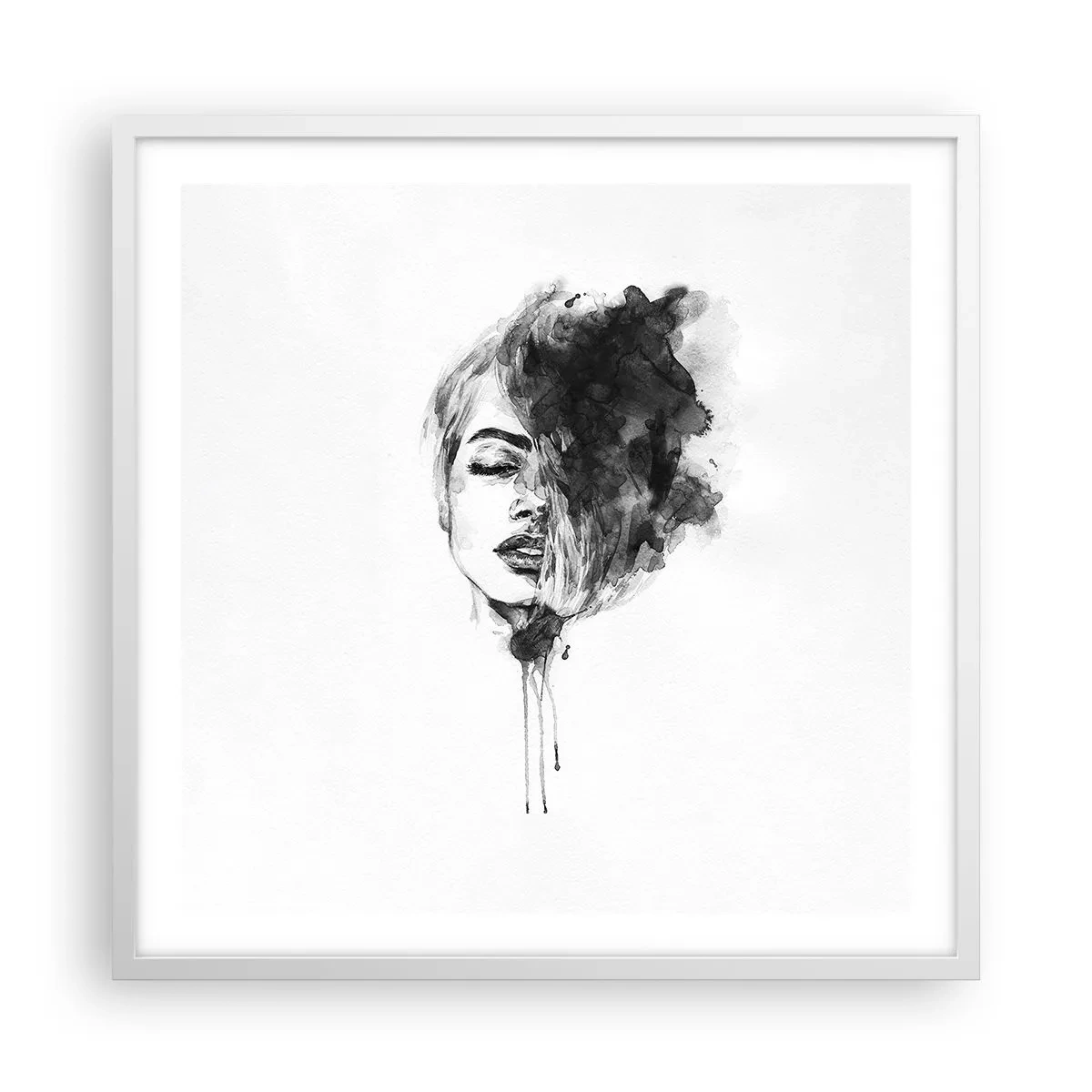Poster in einem weißen Rahmen - Wovon träumt das Mädchen - 60x60 cm