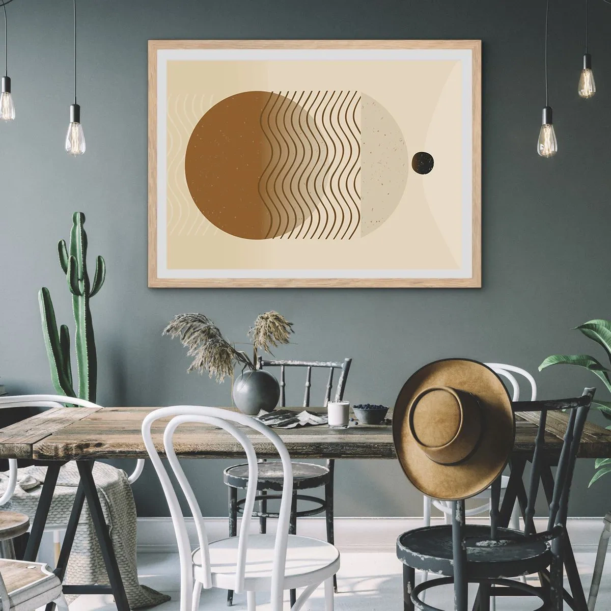 Poster in einem Rahmen aus heller Eiche - Zur Entstehung geometrischer Figuren - 40x30 cm