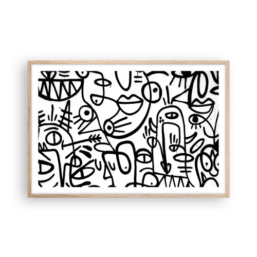 Poster in einem Rahmen aus heller Eiche - Gesichter und Luftspiegelungen - 91x61 cm