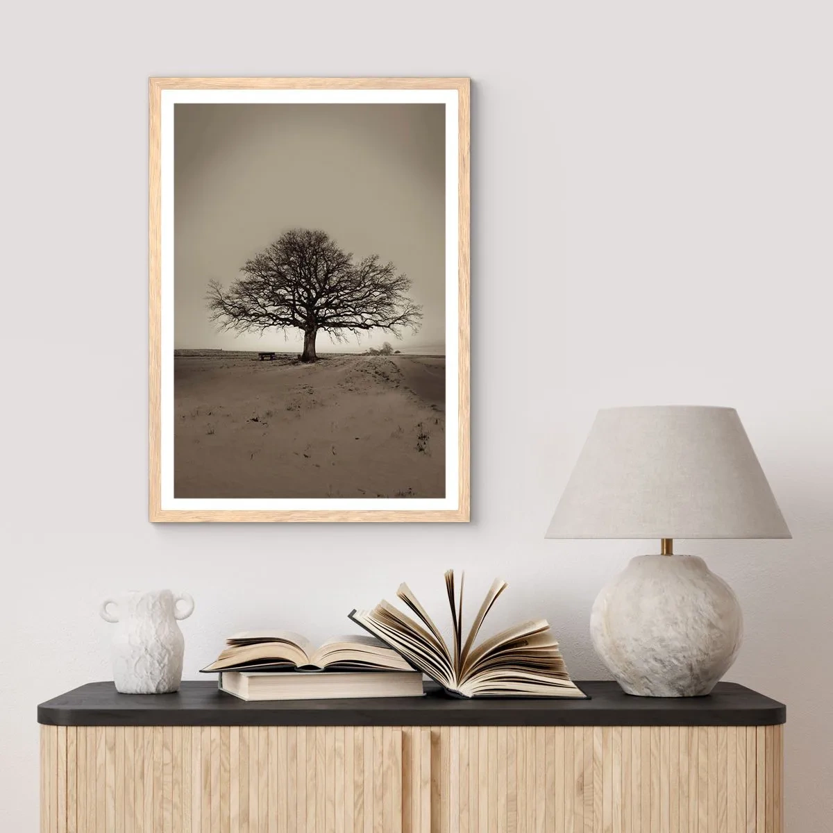 Poster in einem Rahmen aus heller Eiche - Von hier zu Ewigkeit - 50x70 cm