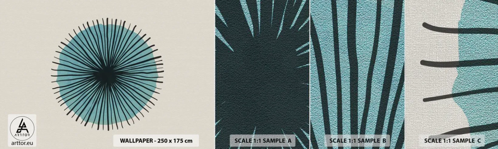 Fototapeten Muster Premium Canvas - Strahlend im Blau - Abstraktion, Stück, Moderne Kunst - 100x30 cm