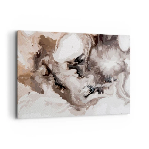 Bild auf Leinwand - Leinwandbild - Abstraktes Muster in Braun- und Weißtönen - 100x70cm - Die Geburt einer Galaxie - Moderne Wanddekoration für Wohnzimmer und Schlafzimmer ARTTOR