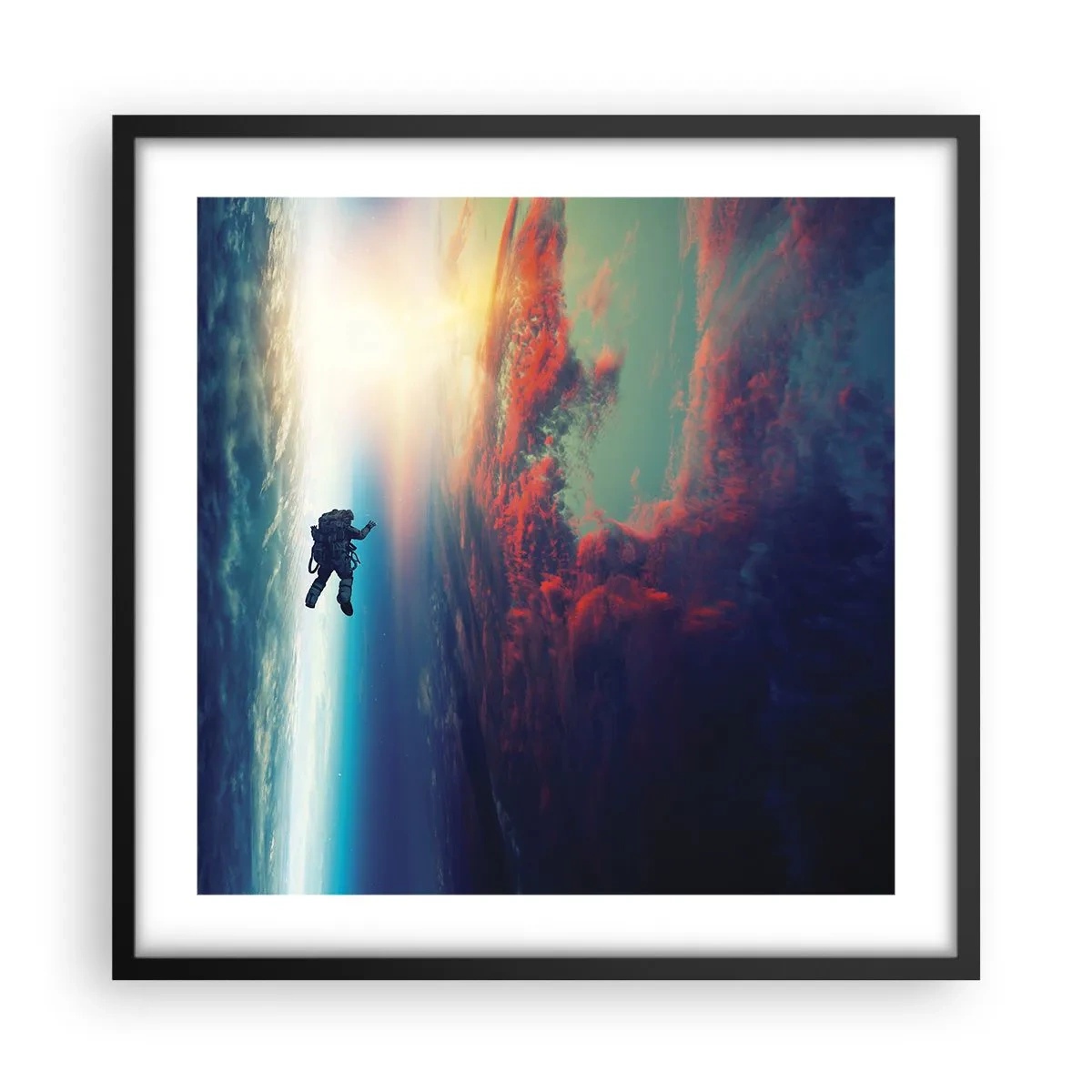 Poster in einem schwarzem Rahmen - Sich dem Universum stellen - 50x50 cm