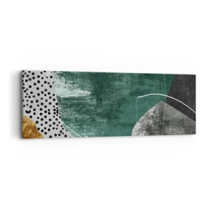 Bild auf Leinwand - Leinwandbild - Bunte Abstraktion mit Blattgold - 90x30 cm