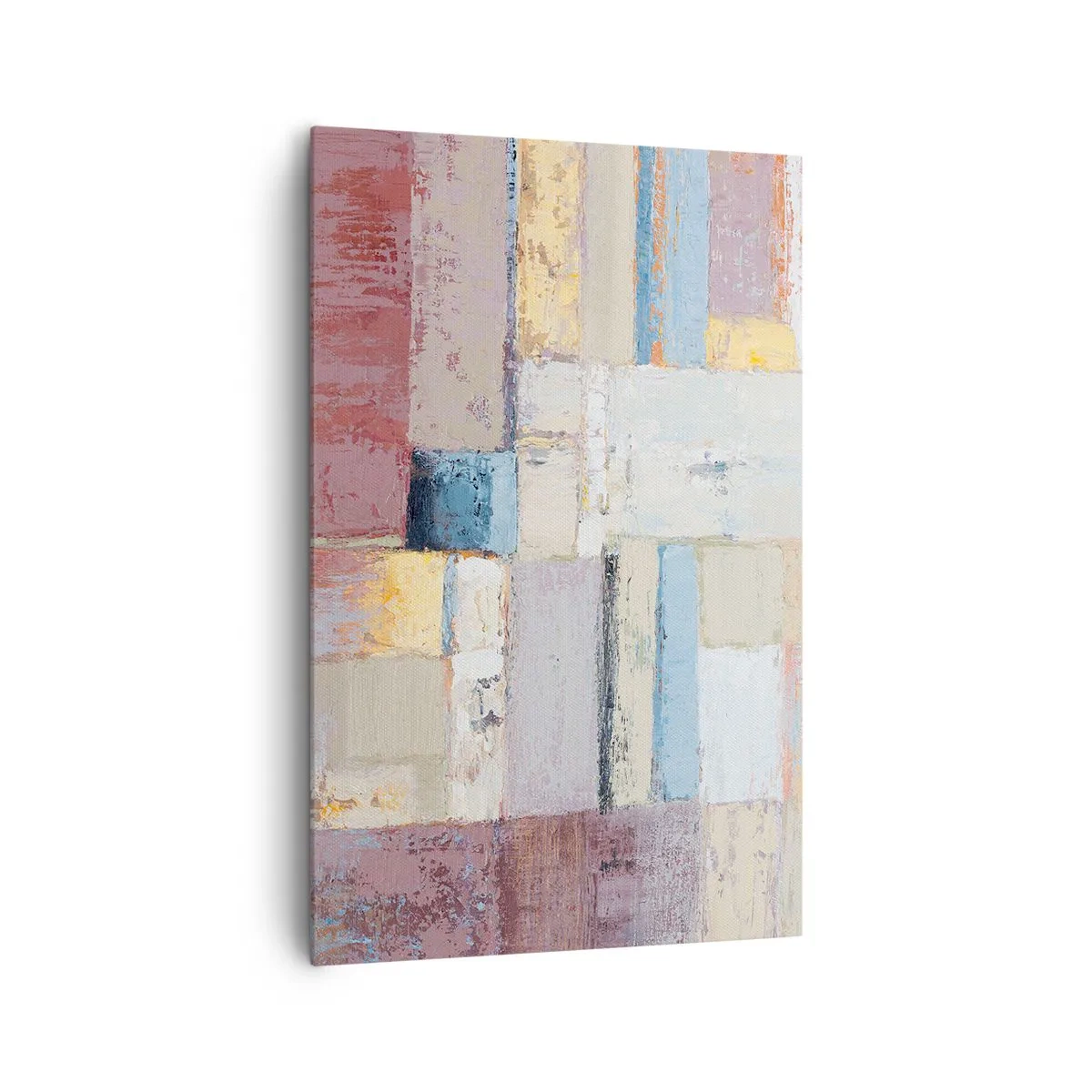 Bild auf Leinwand - Leinwandbild - Geometrische Komposition in Pastellfarben - 80x120cm - Ruhe der Geometrie - Moderne Wanddekoration für Wohnzimmer und Schlafzimmer ARTTOR