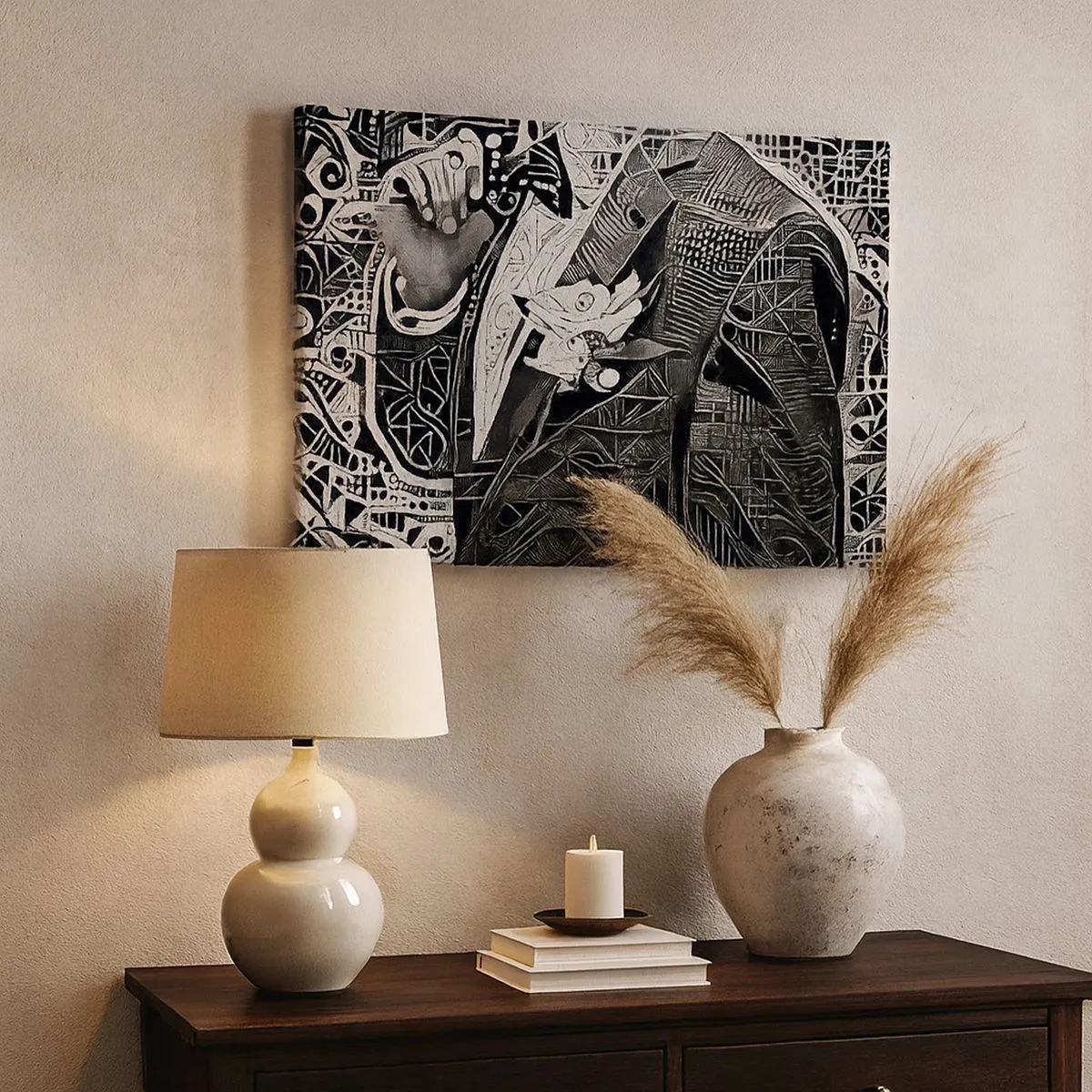 Bild auf Leinwand - Leinwandbild - Elegante Abstraktion eines Mannes im Anzug in Schwarz und Weiß - 70x50cm - Nur ein scheinbar grauer Mann - Moderne Wanddekoration für Wohnzimmer und Schlafzimmer ARTTOR