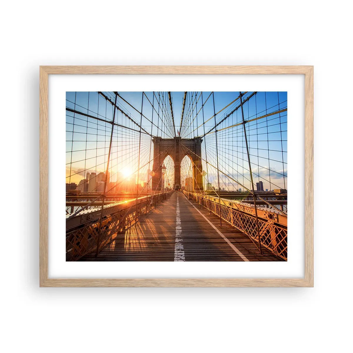 Poster in einem Rahmen aus heller Eiche - Auf der goldenen Brücke - 50x40 cm