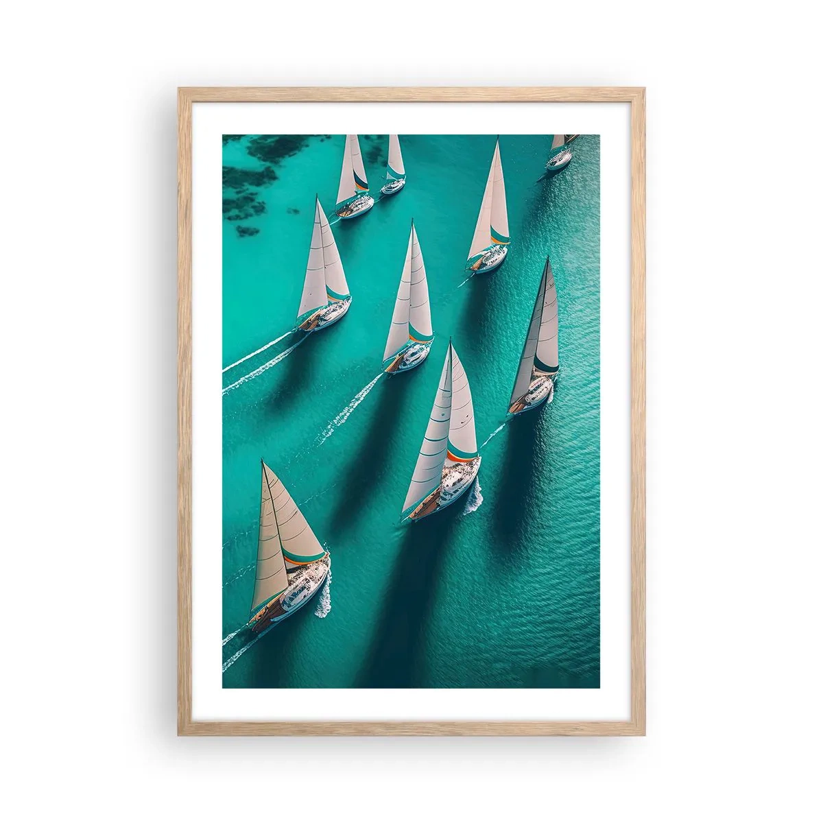 Poster in einem Rahmen aus heller Eiche - Im Wettbewerb mit dem Wind - 50x70 cm