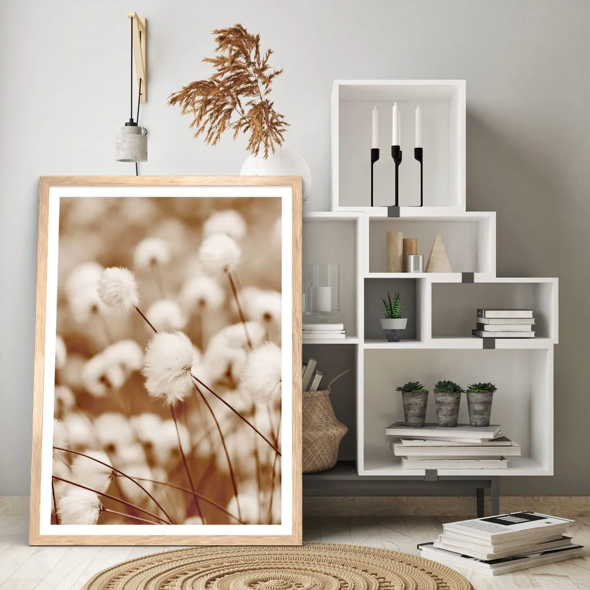 Poster in einem Rahmen aus heller Eiche - Flauschiges Kornfeld - 70x100 cm