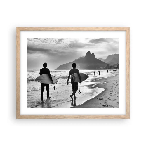 Poster in einem Rahmen aus heller Eiche - Single-Wave-Samba - 50x40 cm