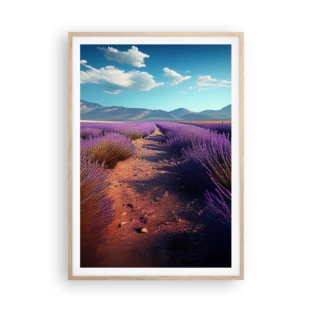 Poster in einem Rahmen aus heller Eiche - Duftende Felder - 70x100 cm