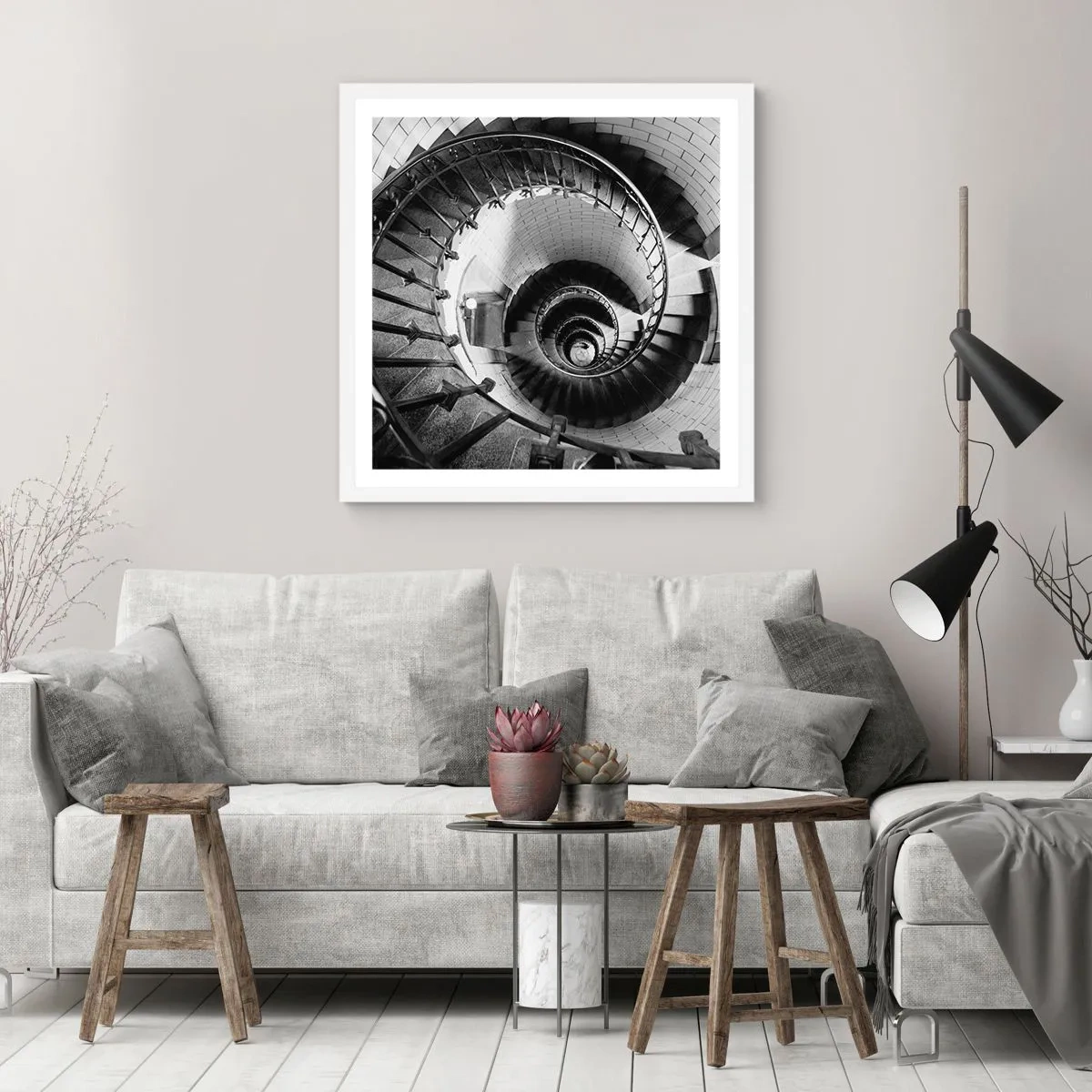 Poster in einem weißen Rahmen - Höher und höher - 30x30 cm