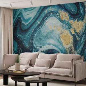 Fototapete Premium Sand - Blauer Wirbel - Abstraktion, Stück, Modernes Muster - 200x140 cm