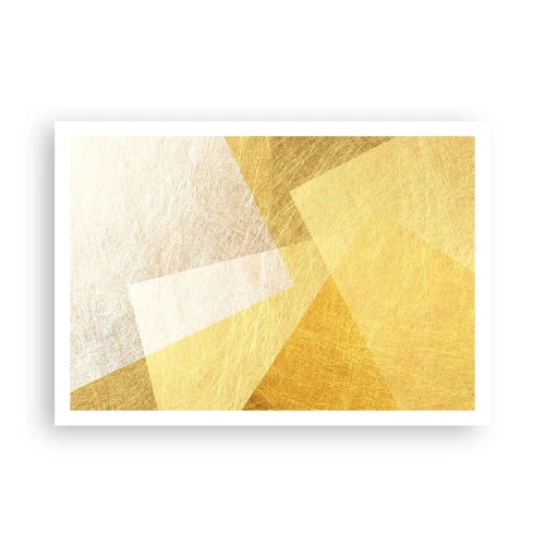 Poster - Geometrische Formen in Gold und hellen Farbtönen - 100x70cm - Geometriewetter - Moderne Wanddekoration für Wohnzimmer und Schlafzimmer ARTTOR