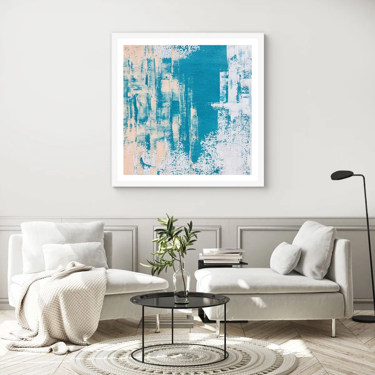 Poster in einem weißen Rahmen - Durch einen Eiszapfen - 30x30 cm