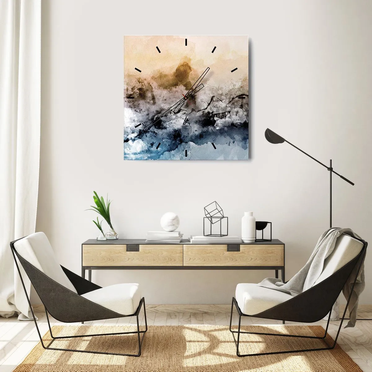 Wanduhr - Glasuhr - In einer Nebelwolke ertrunken - 40x40 cm