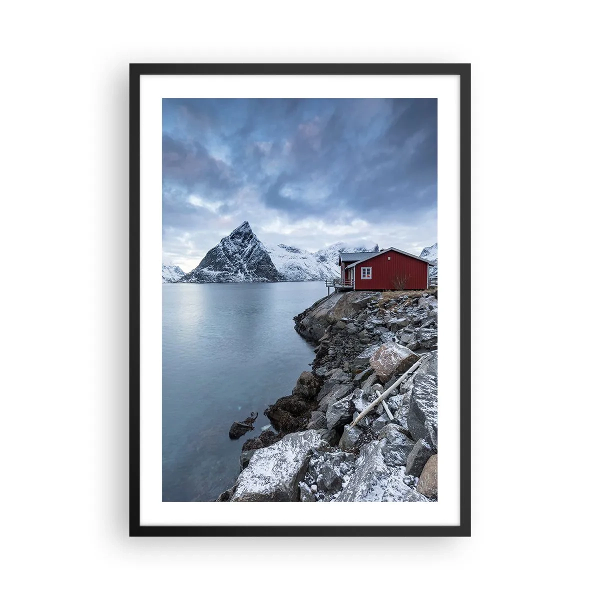 Poster in einem schwarzem Rahmen - Alpenherbst - 50x70cm - Skandinavischer Rückzugsort - Moderne Wanddekoration für Wohnzimmer und Schlafzimmer ARTTOR