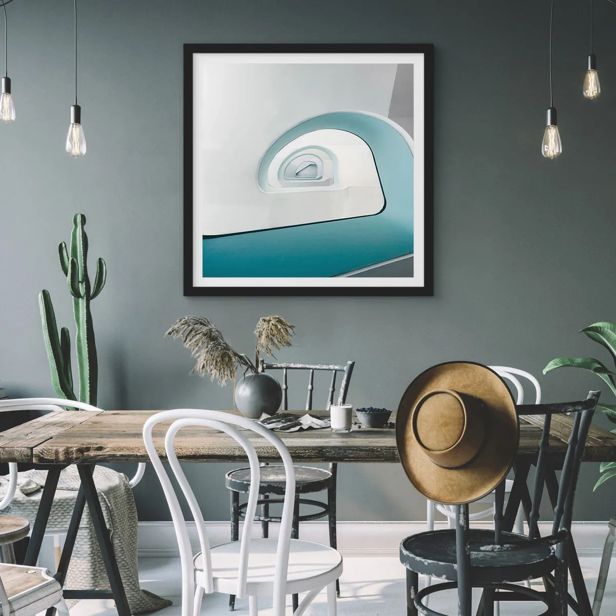 Poster in einem schwarzem Rahmen - Bis zum Ende des Blaus - 60x60 cm