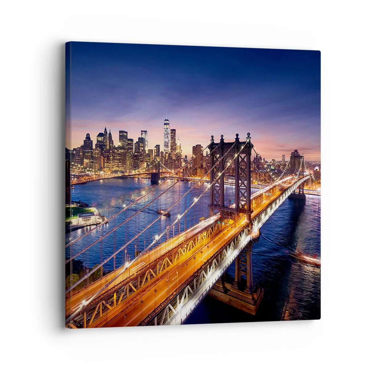 Bild auf Leinwand - Leinwandbild - Eine leuchtende Brücke zum Herzen der Stadt - 30x30 cm