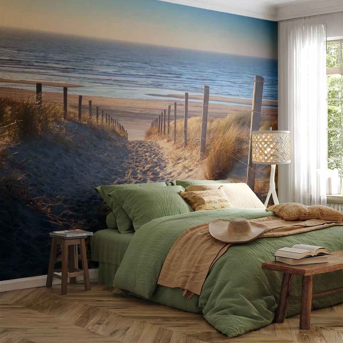 Maßgeschneiderte Fototapete Standard Eco - Das Rauschen des Meeres, der Gesang der Vögel, ein wilder Strand im Gras ... - Landschaft, Strand, Dünen