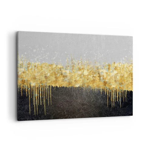 Bild auf Leinwand - Leinwandbild - Abstrakte Komposition in Gold- und Schwarztönen - 120x80cm - Nach innen und nach oben - Moderne Wanddekoration für Wohnzimmer und Schlafzimmer ARTTOR