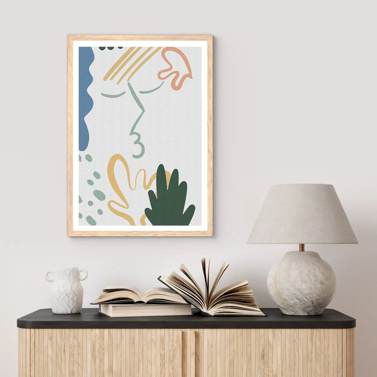 Poster in einem Rahmen aus heller Eiche - Blumenkuss - 40x50 cm