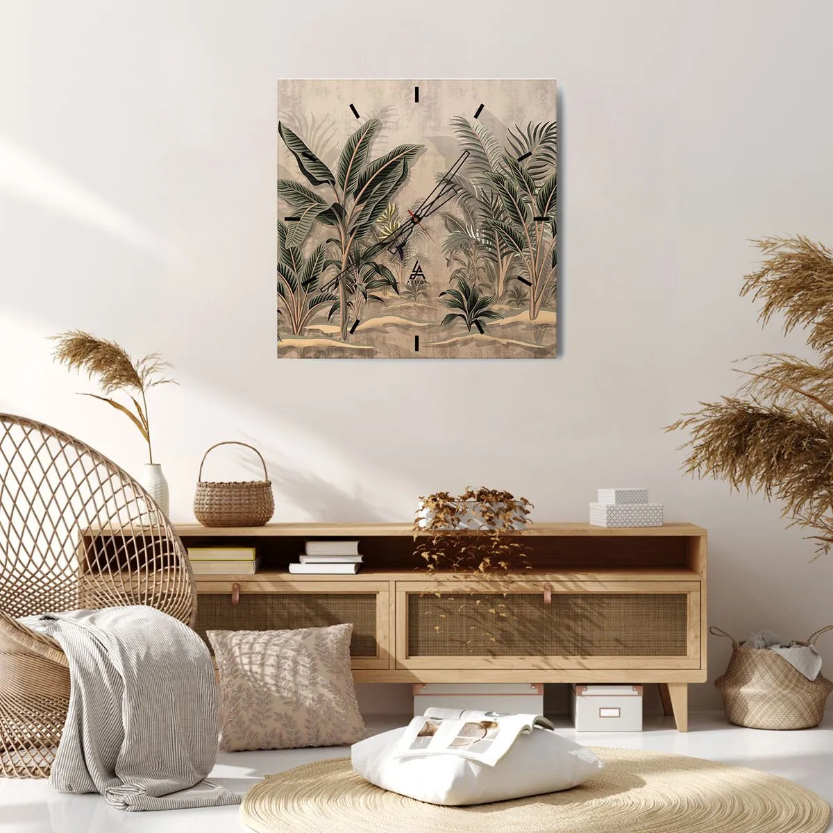 Wanduhr - Glasuhr - Eine Gravur im Kolonialstil - 40x40 cm