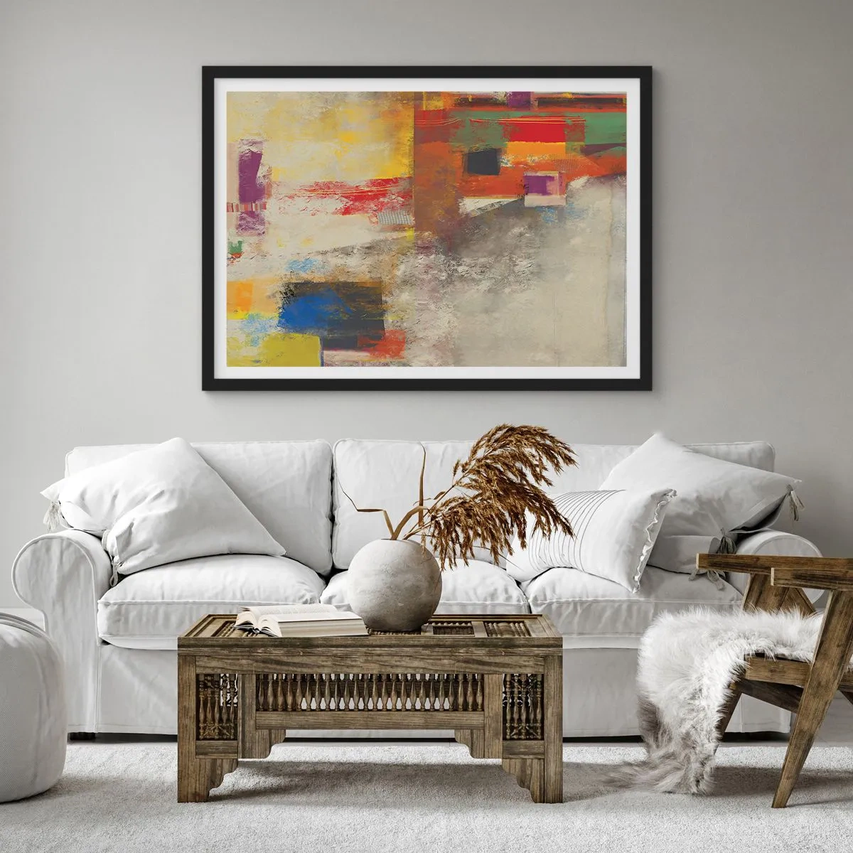 Poster in einem schwarzem Rahmen - Geometrie der Farben - 40x30 cm