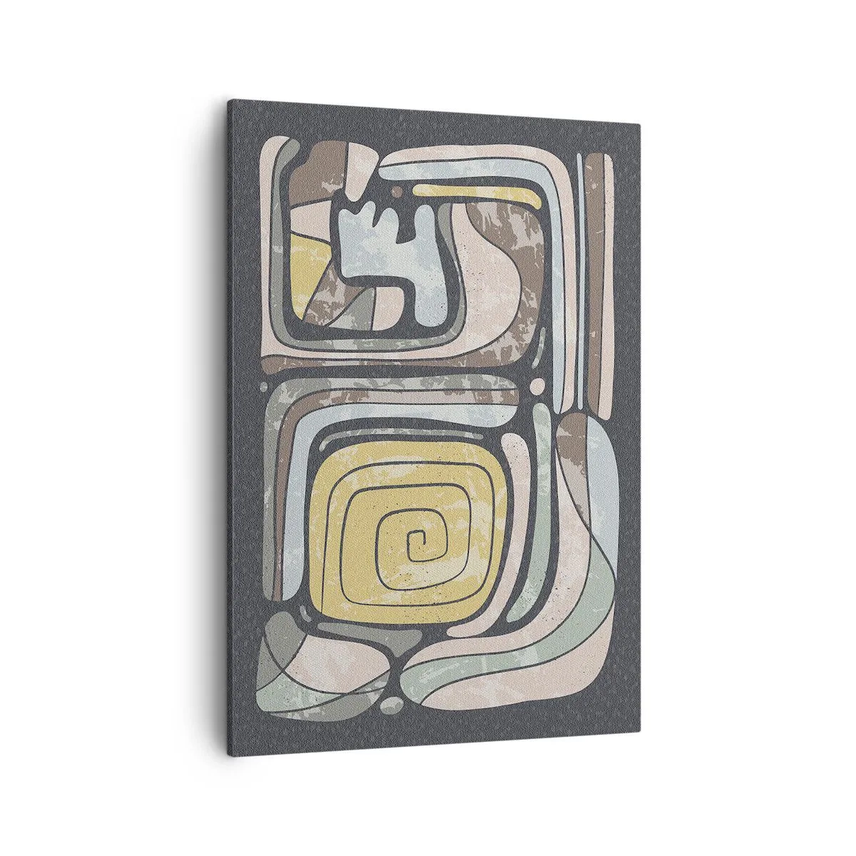 Bild auf Leinwand - Leinwandbild - Präkolumbianische Muster in Pastellfarben auf dunklem Hintergrund - 50x70cm - Abstraktion im präkolumbianischen Geist - Moderne Wanddekoration für Wohnzimmer und Schlafzimmer ARTTOR