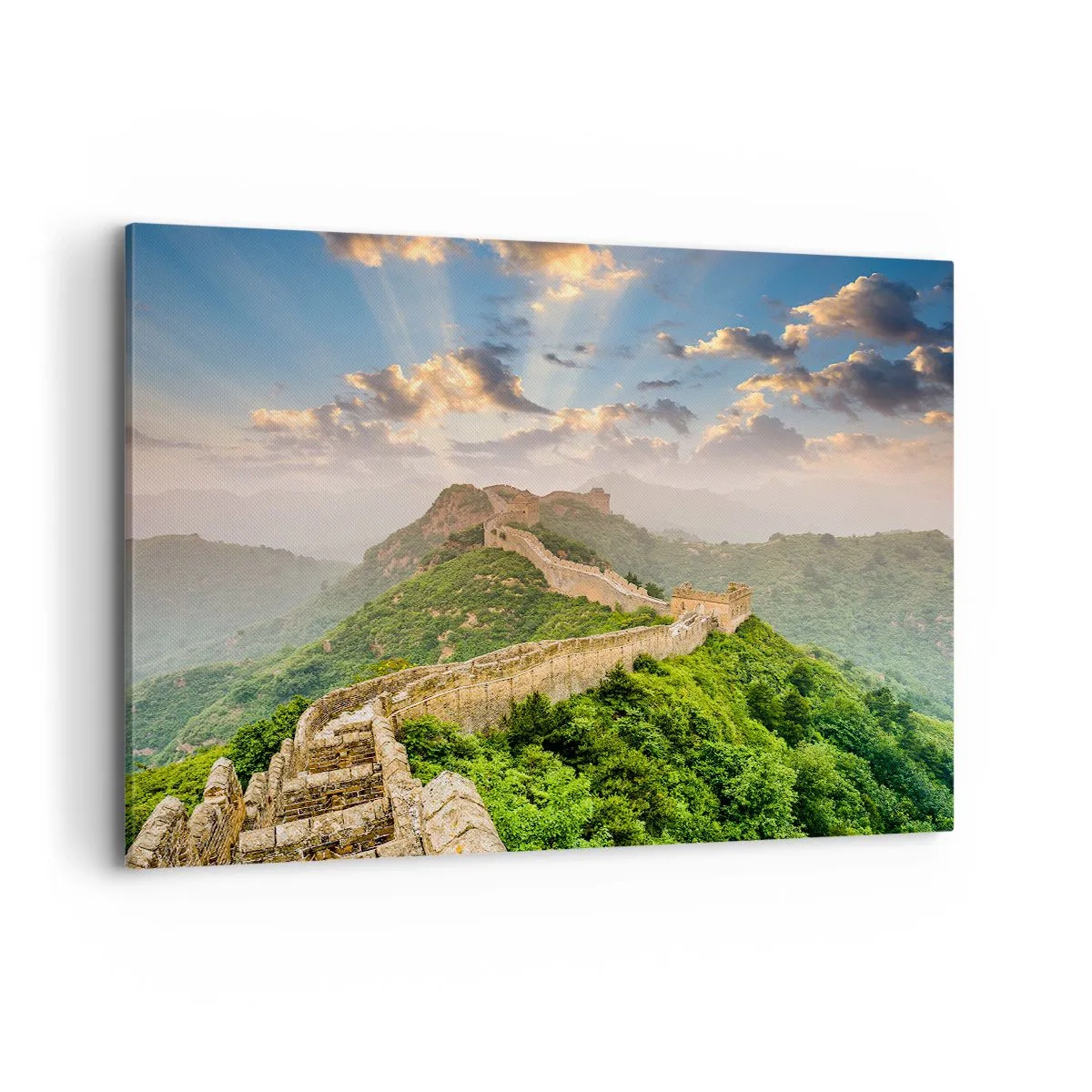 Bild auf Leinwand - Leinwandbild - Die Chinesische Mauer im Sonnenlicht in einer malerischen Landschaft - 120x80cm - Ewige Größe - Moderne Wanddekoration für Wohnzimmer und Schlafzimmer ARTTOR