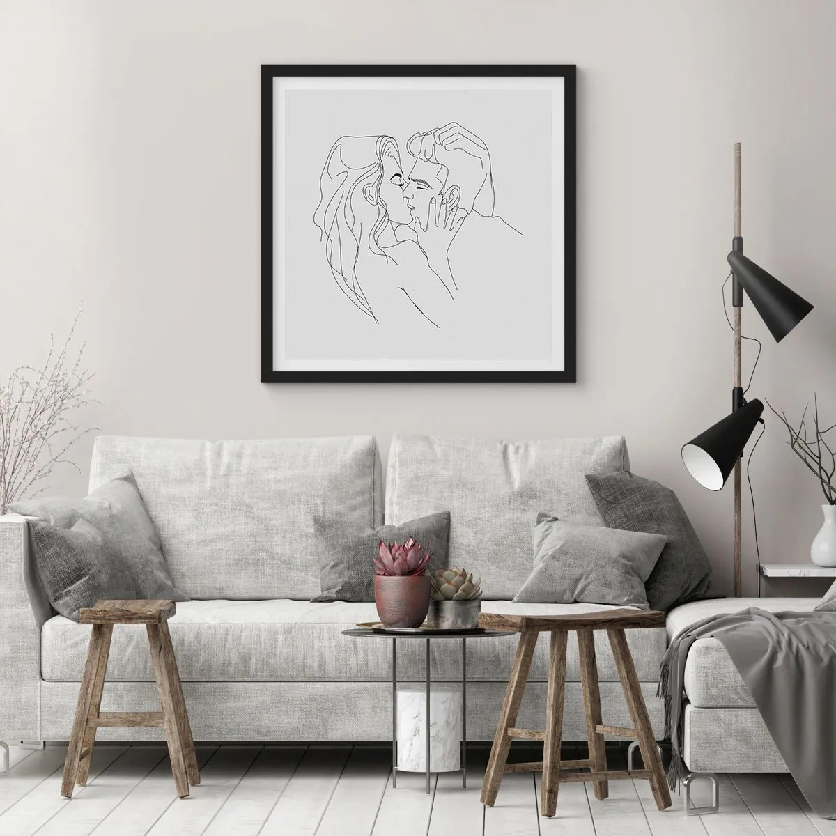 Poster in einem schwarzem Rahmen - Dieselbe Linie - 40x40 cm
