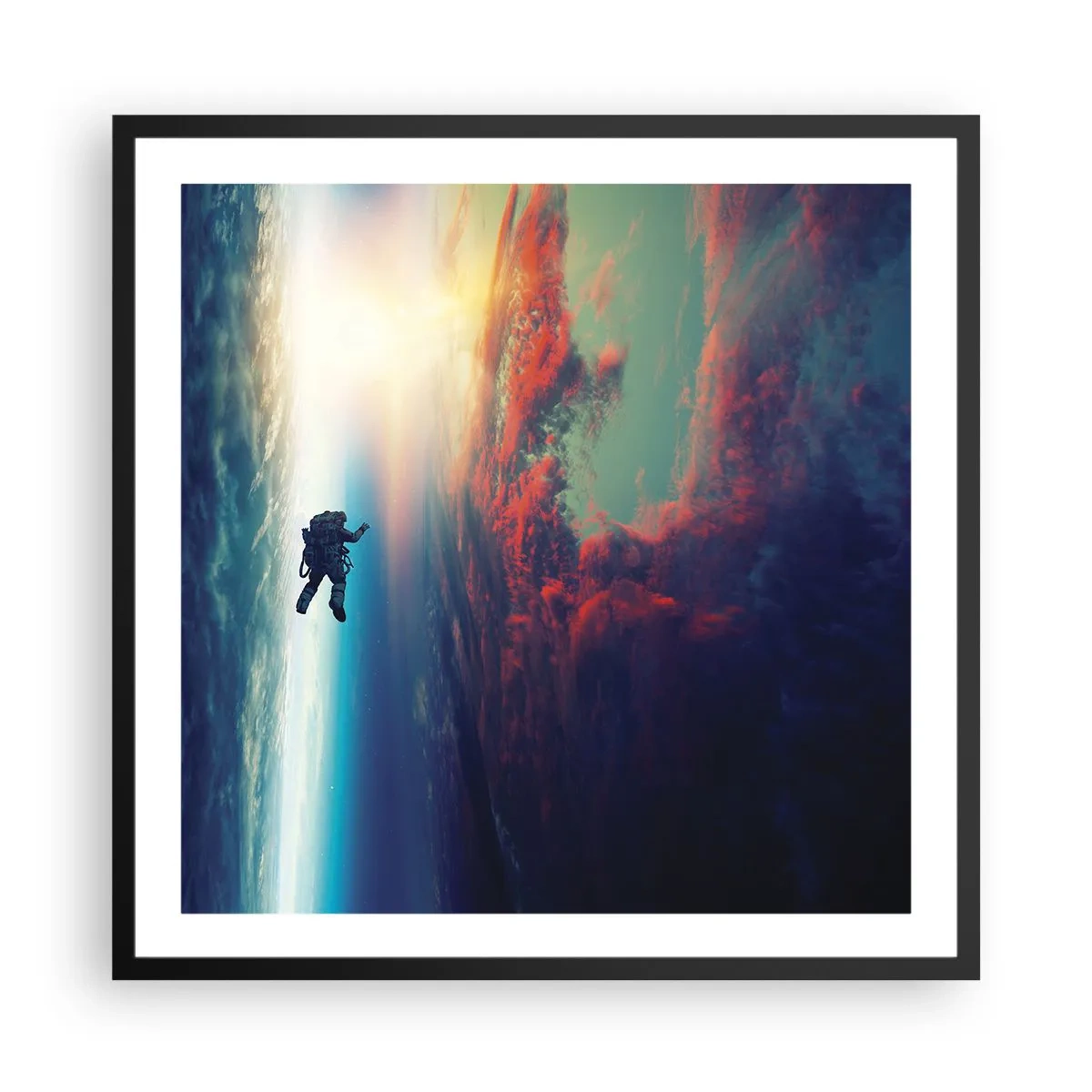Poster in einem schwarzem Rahmen - Sich dem Universum stellen - 60x60 cm
