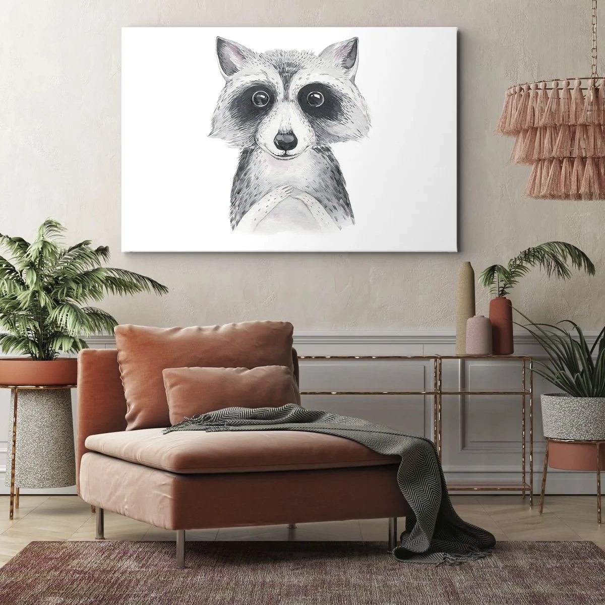 Bild auf Leinwand - Leinwandbild - Adorable Portrait eines Waschbären auf weißem Hintergrund - 100x70cm - Ein Moment zum Bewegen - Moderne Wanddekoration für Wohnzimmer und Schlafzimmer ARTTOR