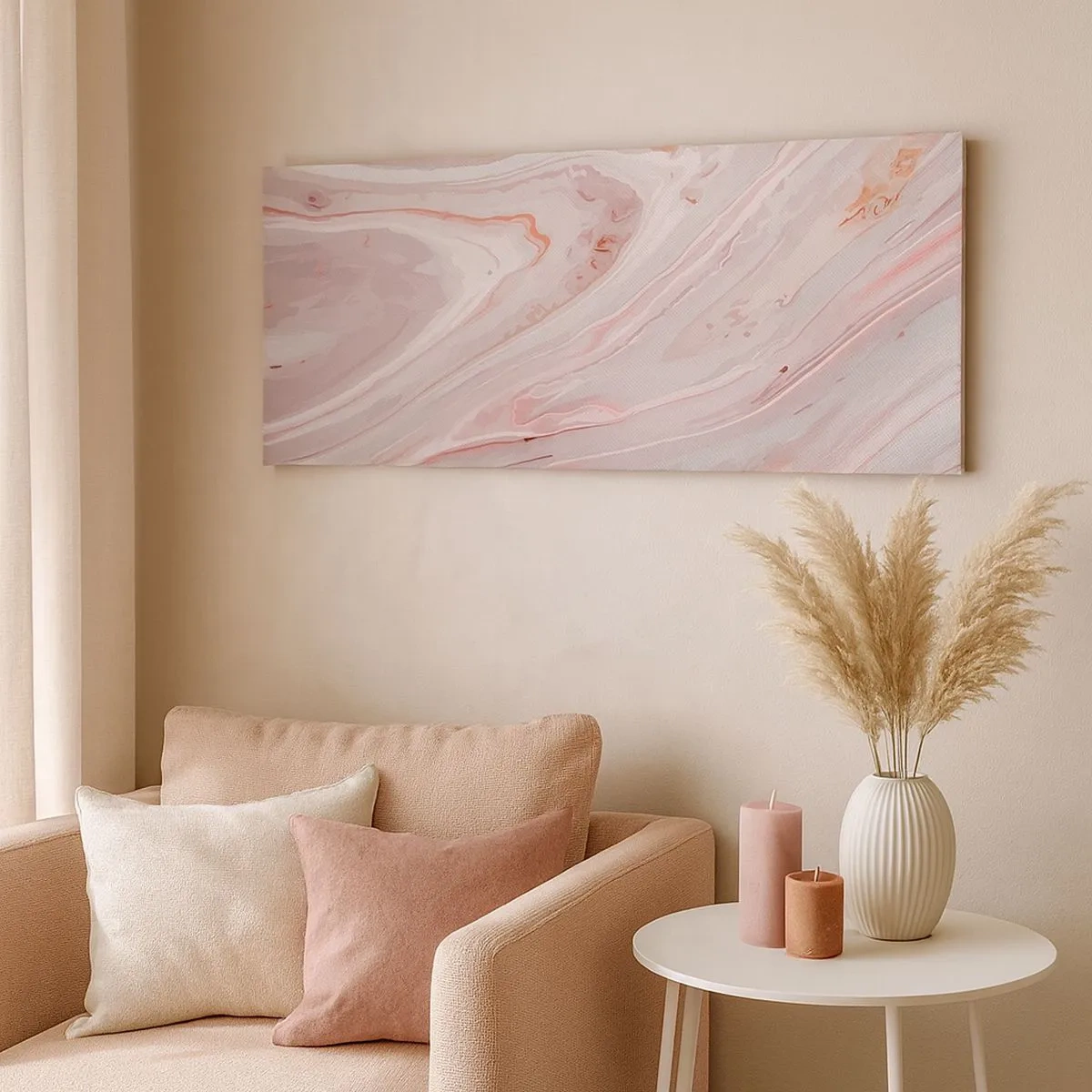 Bild auf Leinwand - Leinwandbild - Rosa Flüssigkeit - 100x40 cm