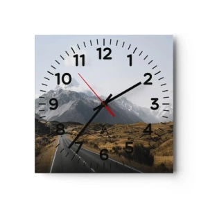Wanduhr - Glasuhr - Der Weg ins Herz der Berge - 40x40 cm