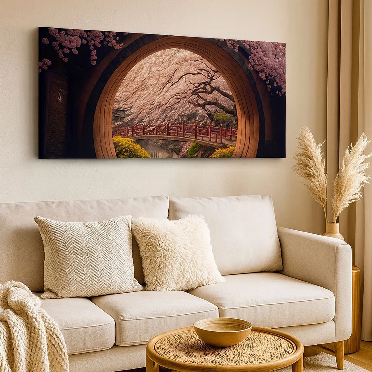 Bild auf Leinwand - Leinwandbild - Japanischer Frühling - 100x40 cm
